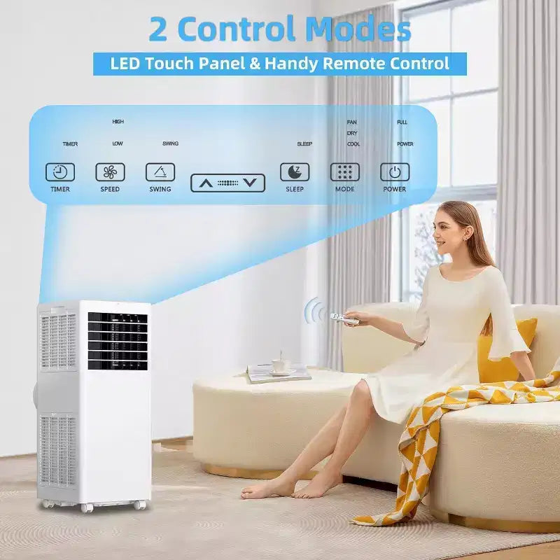 8,000 BTU Portable Air Conditioner - 3-in-1 AC for Rooms Up to 350 Sq.Ft with Remote & Window Kit