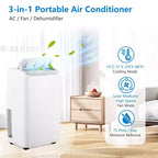 Portable Air Conditioner|14000BTU Air Conditioner Cools up to 700 SQ FT|with Remote Control AC Fan Dehumidifie|Low Noise|Sleep Mode|Ideal for Home