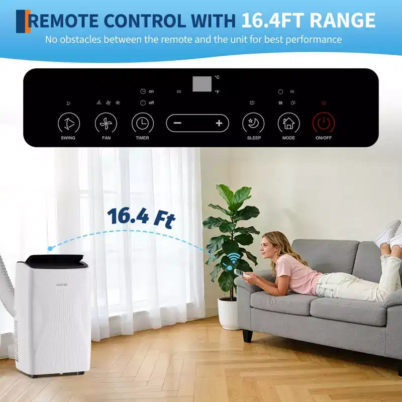 14000 BTU Portable Air Conditioner, 3-in-1 Portable Indoor AC Unit for Rooms to 700 Sq. Ft. with Cooling, Dehumidifier & Fan Modes, Remote, 24H Timer