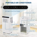 8,000 BTU Portable AC  3-in-1 Air Conditioner (1 Pack) for Rooms Up to 350 Sq.Ft | Compact Design with Window Kit & 24H Timer