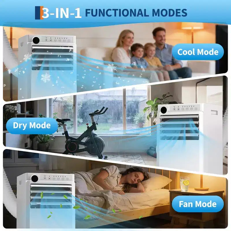 8,000 BTU Portable AC Unit - 3-in-1 White Air Conditioner (1 Pack) for Rooms Up to 350 Sq.Ft | Includes Remote, Window Kit & 24H Timer for Bedroom