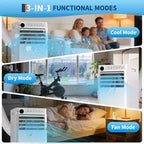 8,000 BTU Portable AC Unit - 3-in-1 White Air Conditioner (1 Pack) for Rooms Up to 350 Sq.Ft | Includes Remote, Window Kit & 24H Timer for Bedroom