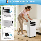 8,000 BTU Portable AC Unit - 3-in-1 White Air Conditioner (1 Pack) for Rooms Up to 350 Sq.Ft | Includes Remote, Window Kit & 24H Timer for Bedroom