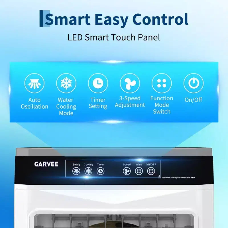 Portable Air Conditioner Fan - 3-Speed Evaporative Cooler, Adjustable Airflow, Remote Control, 2/4/8H Timer, for Bedroom, Dorm, Office, and Travel