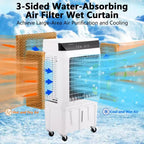 Portable Evaporative Swamp Cooler with 120 Oscillation, 3 Modes & Speeds, Water Cooling Fan for Indoor/Outdoor Patio, Garage & Commercial Use