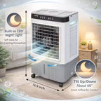 Portable Air Conditioner Fan - 3-Speed White+Grey Evaporative Cooler (1 Pack) | 31L Capacity with Remote for Bedroom/Dorm/Office