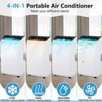 14,000 BTU Portable AC - 4-in-1 White Floor Unit (1 Pack) for Large Rooms Up to 750 Sq.Ft | Heater & Dehumidifier Included