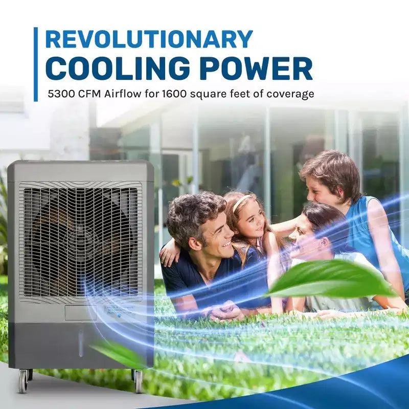 Hessaire MC61M Indoor/Outdoor Portable 1,600 Sq Ft Evaporative Swamp Air Cooler