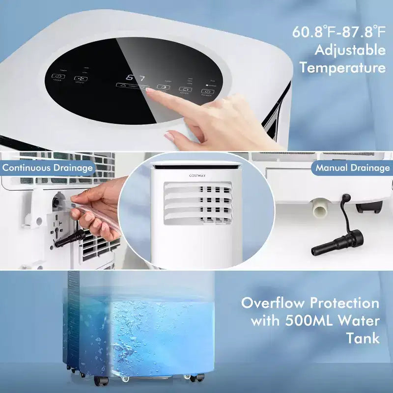 Costway 6500 BTU (9000 BTU ASHRAE) Air Cooler 3 in 1 Portable Air Conditioner w/Fan & Dehumidifier