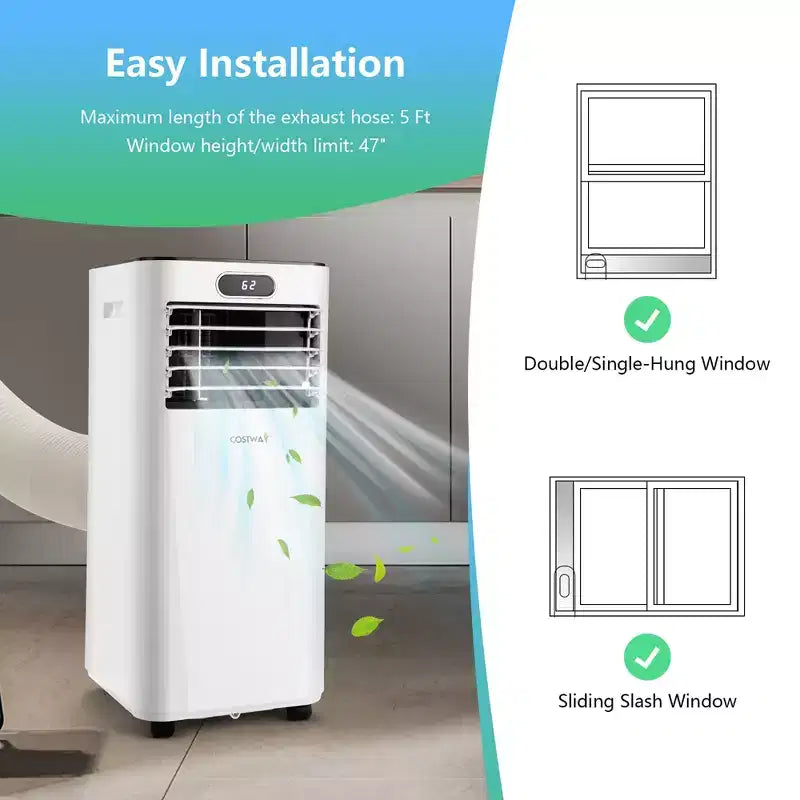 Costway 6000 BTU (10000 BTU ASHRAE) Portable Air Conditioner w/ Remote Control 3-in-1 Air Cooler w/ Drying