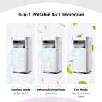 Costway 8000 BTU/10000BTU ASHRAE Portable Air Conditioner 3-in-1 Air Cooler with Remote Control