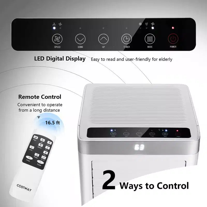 Costway 8000 BTU/10000BTU ASHRAE Portable Air Conditioner 3-in-1 Air Cooler with Remote Control