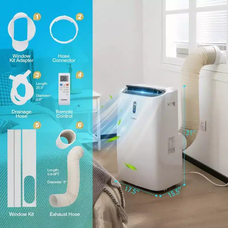 Costway 8800 BTU (14000 BTU ASHRAE) Portable Air Conditioner 4-in-1 Air Cooler w/ APP & WiFi Smart Control