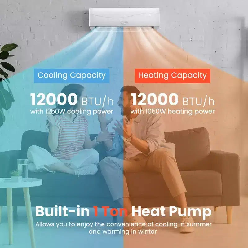 Costway 12000 BTU Mini Split Air Conditioner & Heater Ductless 17 SEER2 750 Sq. Ft