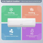 Costway 12000 BTU Mini Split Air Conditioner &Heater 20 SEER2 115 V Wall-Mounted AC Unit