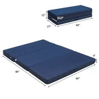 Colchón Plegable de Espuma Cuádruple Queen Size de 4 Pulgadas