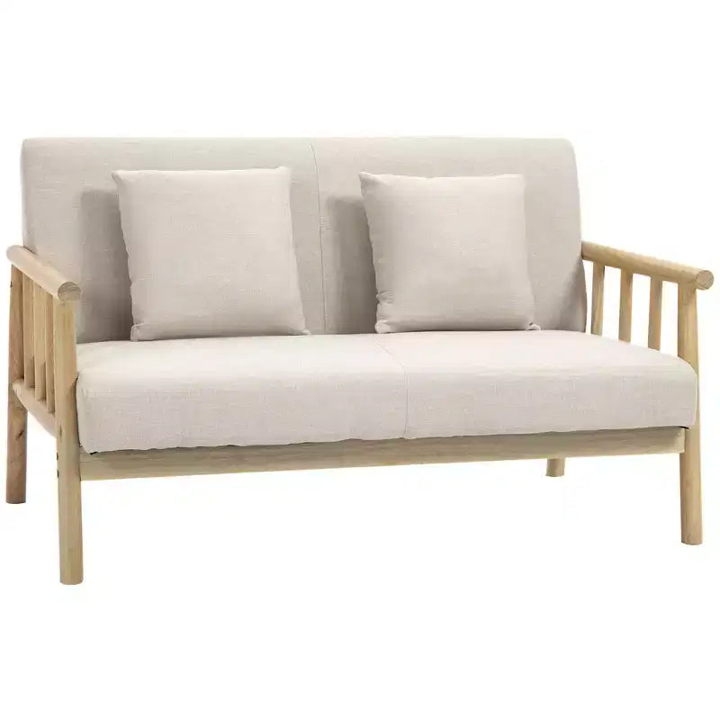 HOMCOM 48 2 Seater Couch for Small Spaces, Modern Loveseat Sofa for Bedroom, Living Room Furniture, & More, Upholstered Small Couch, Beige