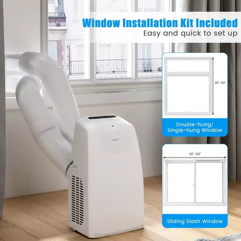 Costway 8000 BTU (11,500 BTU ASHRAE) Dual Hose Portable Air Conditioner 3-in-1 AC Unit w/ Remote Control