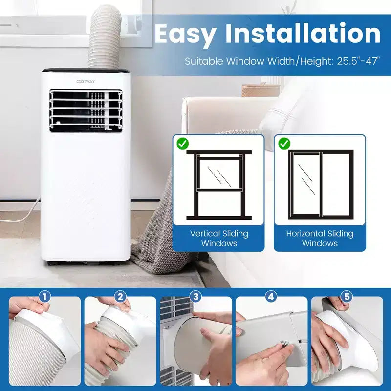 Costway 5000 BTU (8000 BTU ASHRAE) Portable Air Conditioner 4-in-1 AC Unit with Cool Fan Dehum Sleep Mode