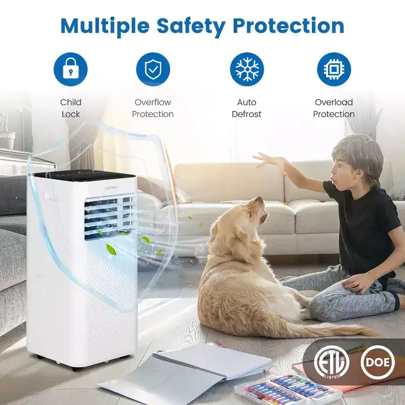 Costway 5000 BTU (8000 BTU ASHRAE) Portable Air Conditioner 4-in-1 AC Unit with Cool Fan Dehum Sleep Mode