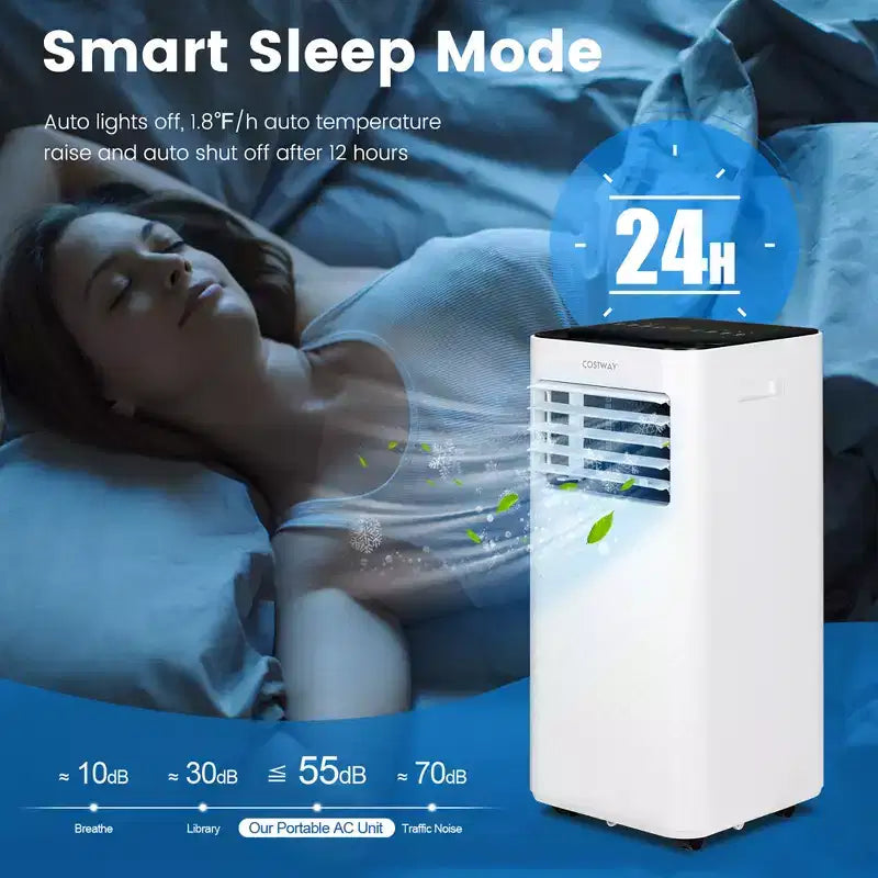 Costway 5000 BTU (8000 BTU ASHRAE) Portable Air Conditioner 4-in-1 AC Unit with Cool Fan Dehum Sleep Mode