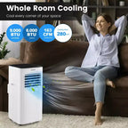 Costway 6000 BTU (9000 BTU ASHAR) Portable Air Conditioner 3-in-1 AC Unit with Cool Dehum Fan Sleep Mode