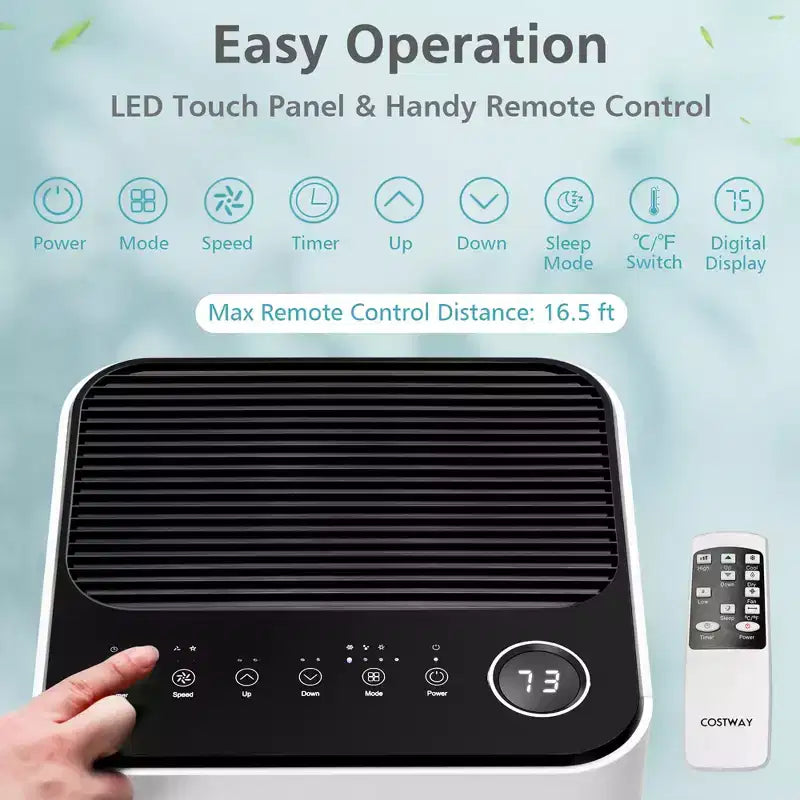 Costway 8000 BTU Portable Air Conditioner 3-in-1 Air Cooler with Fan Dehum Sleep Mode