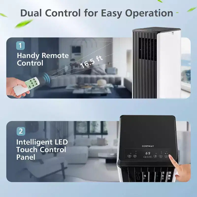 Costway 7100 BTU (10000 BTU ASHARE) Portable Air Conditioner 3-in-1 AC Unit with Cool Dehum Fan Sleep Mode