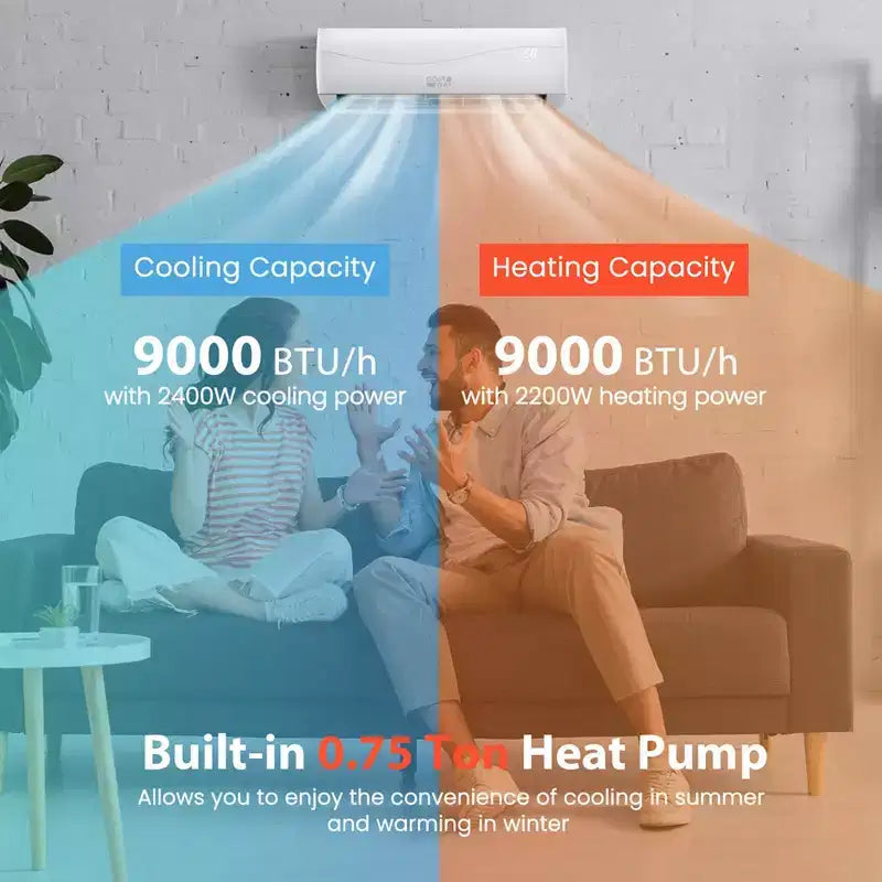 Costway 9000 BTU Split Air Conditioner & Heater Wall Mount AC Unit with Remote Control
