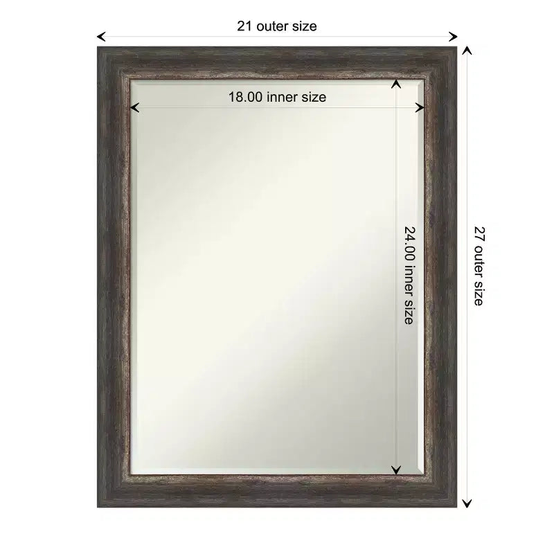 Espejo de pared para baño Bark Rustic Char Narrow Petite Bevel