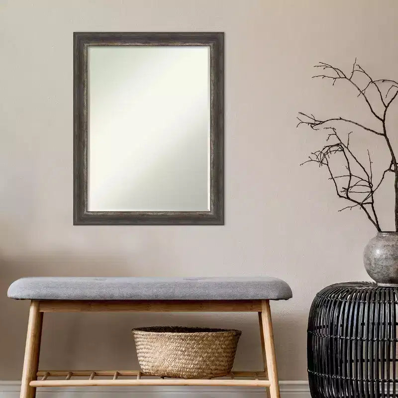 Espejo de pared para baño Bark Rustic Char Narrow Petite Bevel