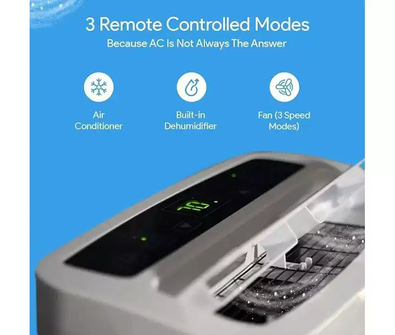 SereneLife 14,000 BTU Portable AC for Home with Dehumidifier, Fan, Remote + Window Kit, White