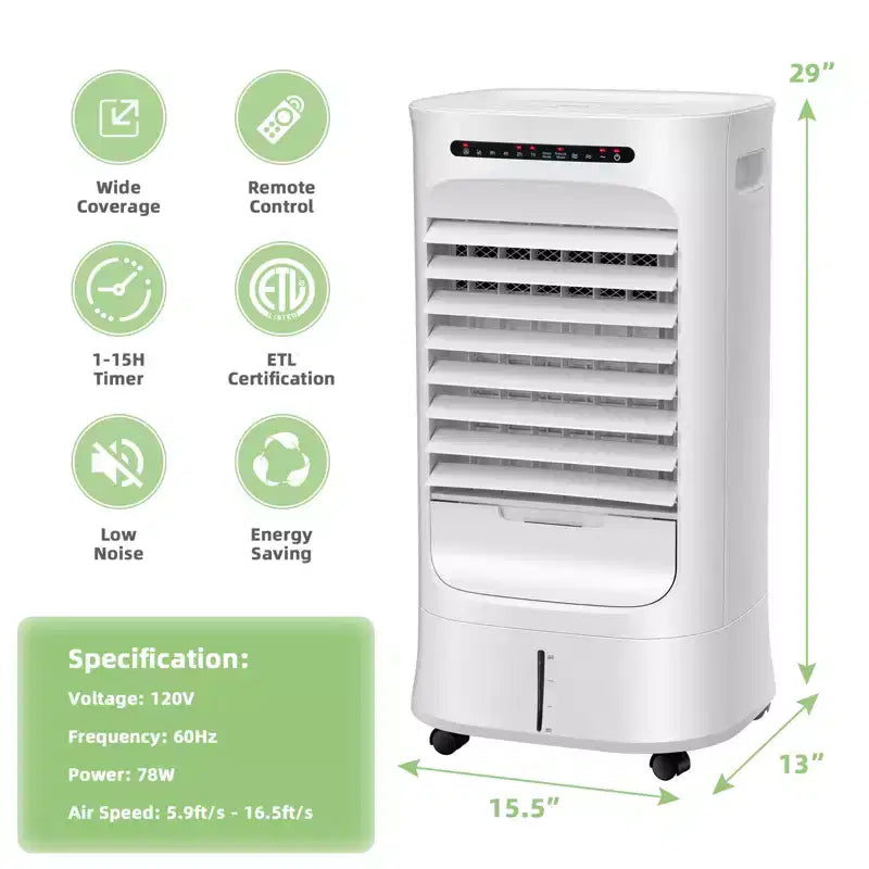 Costway 4-in-1 Evaporative Air Cooler Portable Humidifier with Timer, 3 Modes & Speeds