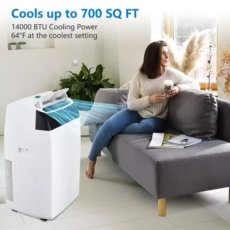 14000 BTU Portable Air Conditioner 3 in 1 with Remote Cool & Dual Motors & Auto Swing