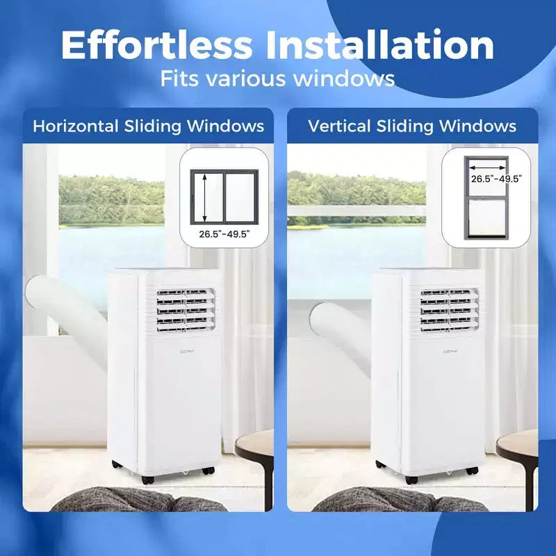 Costway Portable Air Conditioner 9000 BTU 3 in 1 AC Unit with Fan Dehumidifier Sleep Mode 6250 BTU(9000BTU ASHRAE)