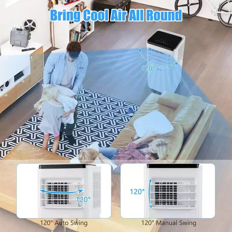 Costway 8000 BTU Portable Air Conditioner Cools up to 250 Sq.Ft with Fan & Dehumidifier 5000 BTU(8000BTU ASHRAE)