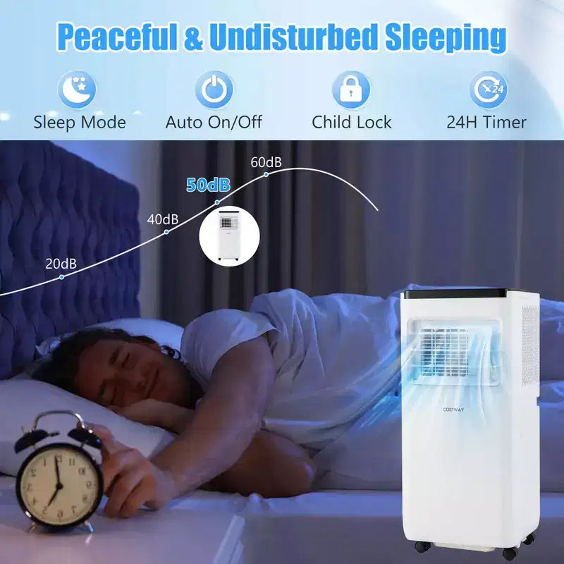 Costway 8000 BTU Portable Air Conditioner Cools up to 250 Sq.Ft with Fan & Dehumidifier 5000 BTU(8000BTU ASHRAE)