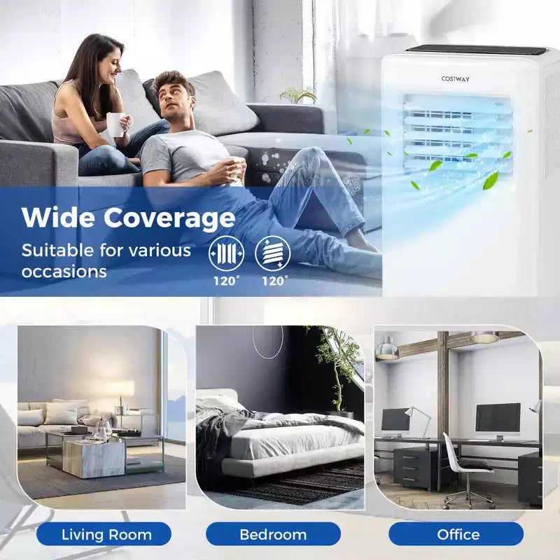 Costway 8000 BTU Portable Air Conditioner 3 in 1 Air Cooler with Fan & Dehumidifier 5000 BTU(8000BTU ASHRAE)