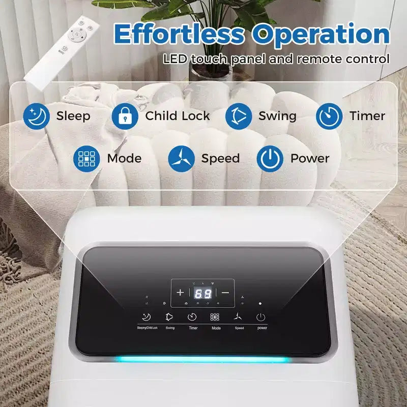 Costway 8000 BTU Portable Air Conditioner 3 in 1 Air Cooler with Fan & Dehumidifier 5000 BTU(8000BTU ASHRAE)
