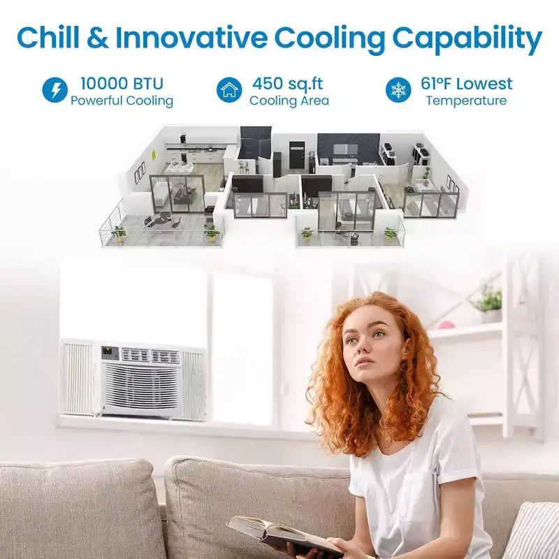 10000 BTU Smart Window Air Conditioner, Window AC Unit with Remote/App Control