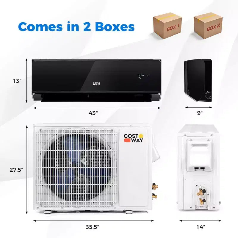 Costway 24000 BTU Wifi Enabled Mini Split Air Conditioner & Heater with Heat Pump Black/White