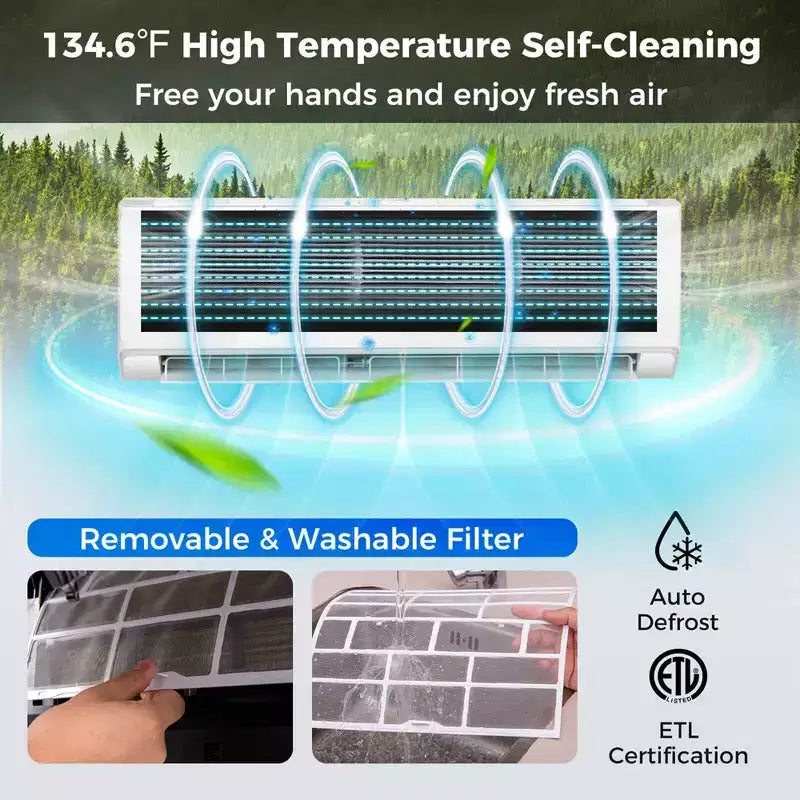 Costway 12000 BTU Wifi Enabled Mini Split Air Conditioner & Heater with Heat Pump Black/White