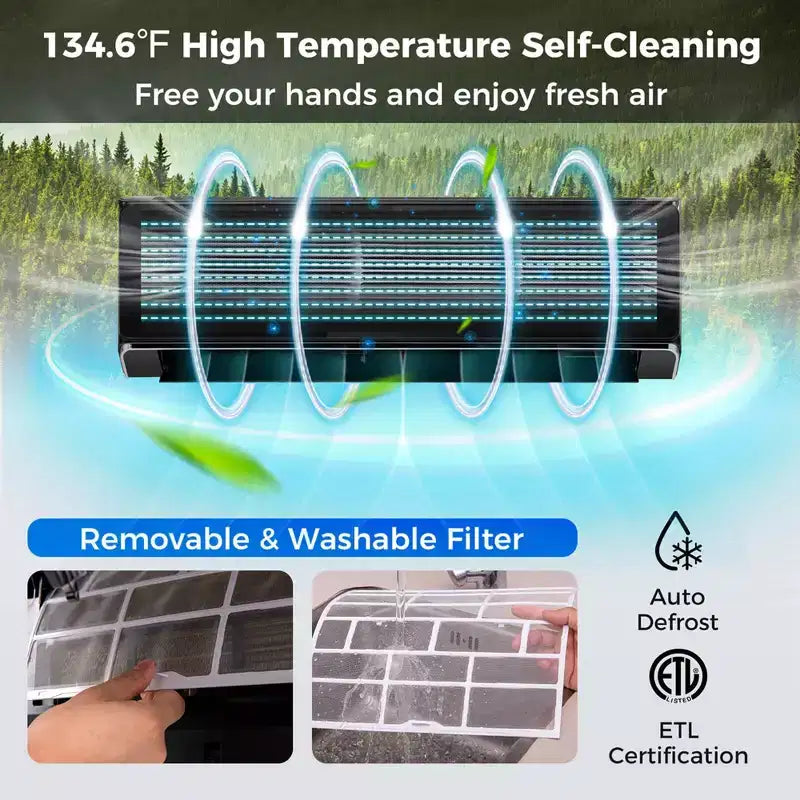 Costway 12000 BTU Wifi Enabled Mini Split Air Conditioner & Heater with Heat Pump Black/White