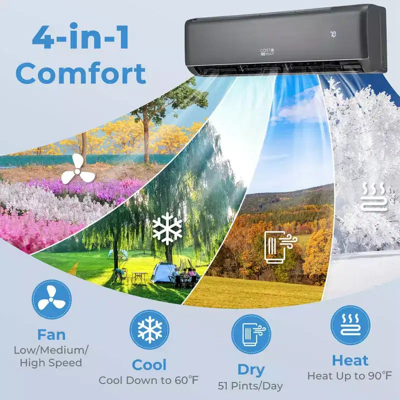 Costway 12000 BTU Mini Split Air Conditioner & Heater with Heat Pump